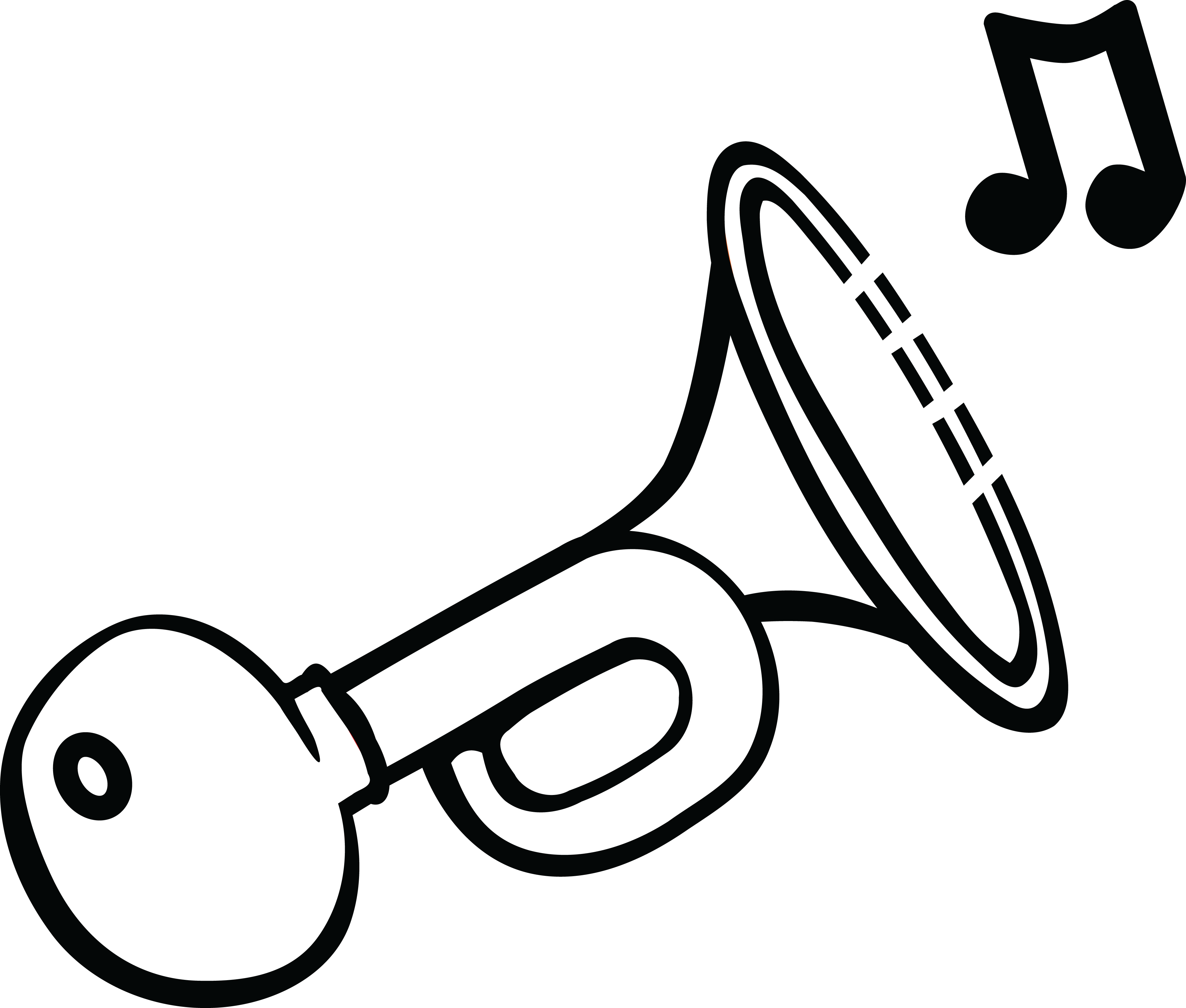 , , - Horn Clipart Black And White (4000x3402), Png Download