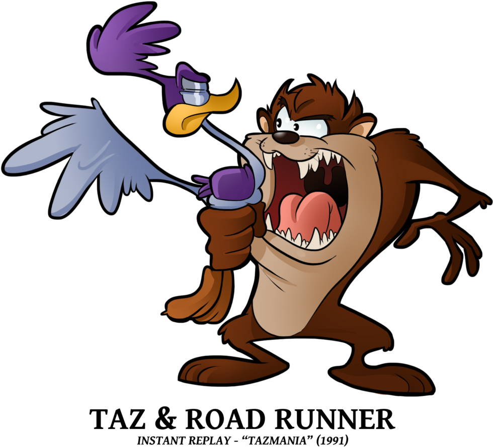 Road Runner 'n Taz By Boscoloandrea - Tasmanian Devil Cartoon Road Runner (1024x914), Png Download