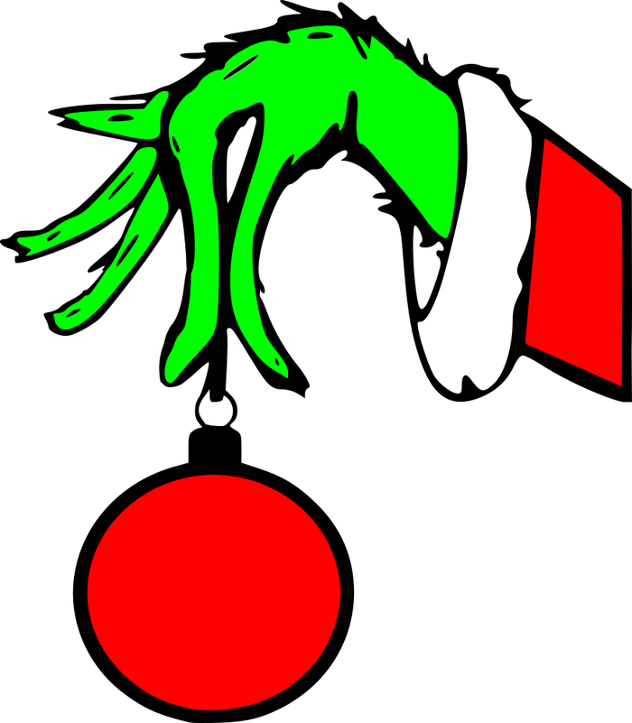 Miami Beach Holiday Svgs - Grinch Hand With Ornament (700x801), Png Download