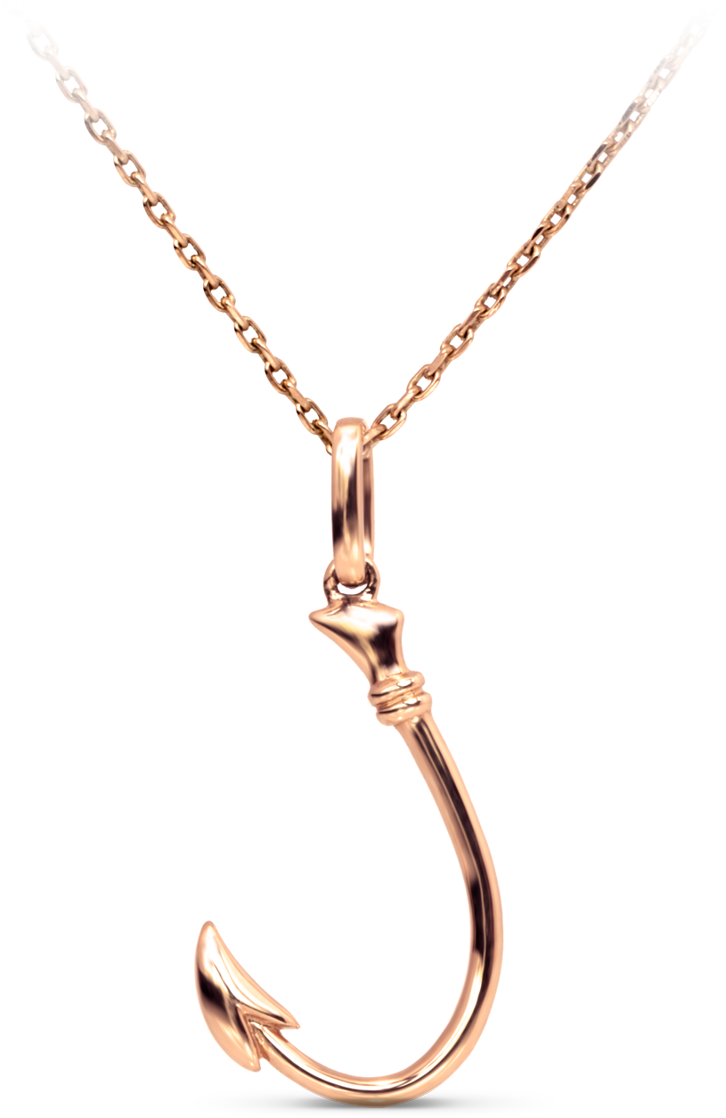 Rose Gold Fishhook Necklace - Pendant (1280x1280), Png Download