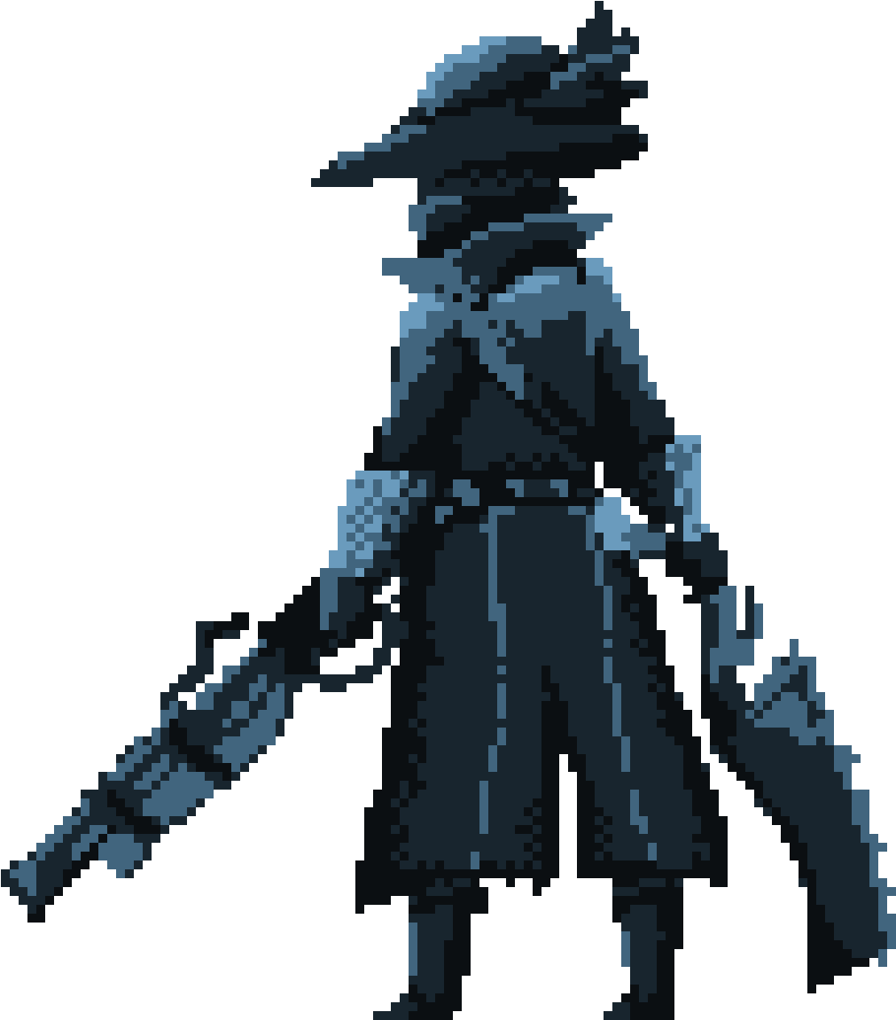Bloodborne Art, Dark Souls, Pixel Art, Perler Beads, - Bloodborne Hunter Pixel Art (1230x1200), Png Download