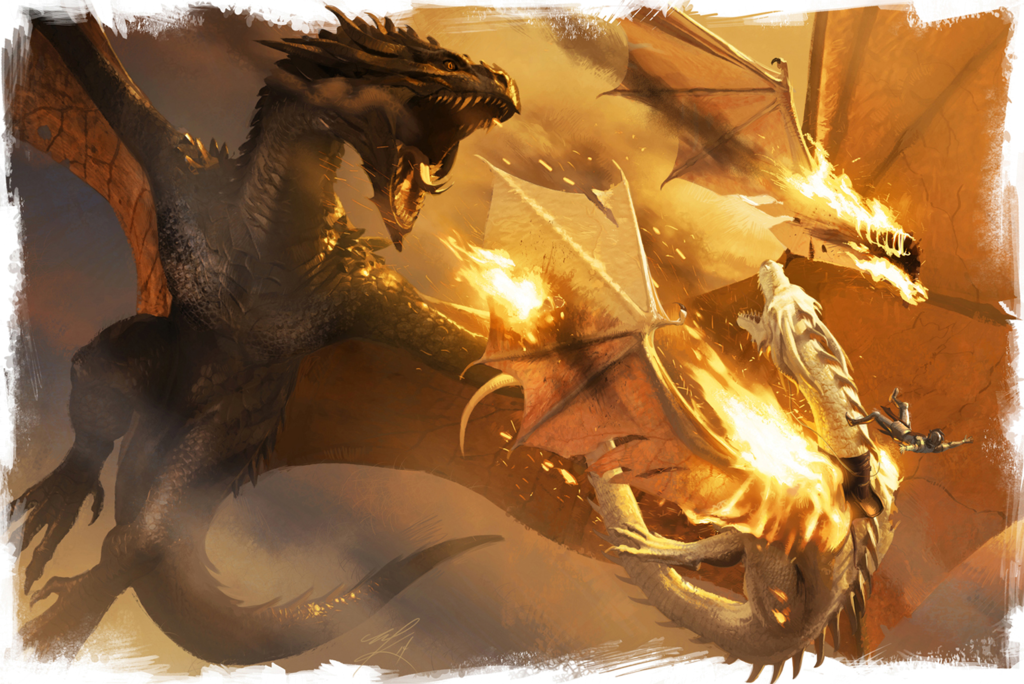 Battle Beneath The Gods Eye, Art By Michael Komarck - Balerion The Black Dread Vs Quicksilver (1024x684), Png Download