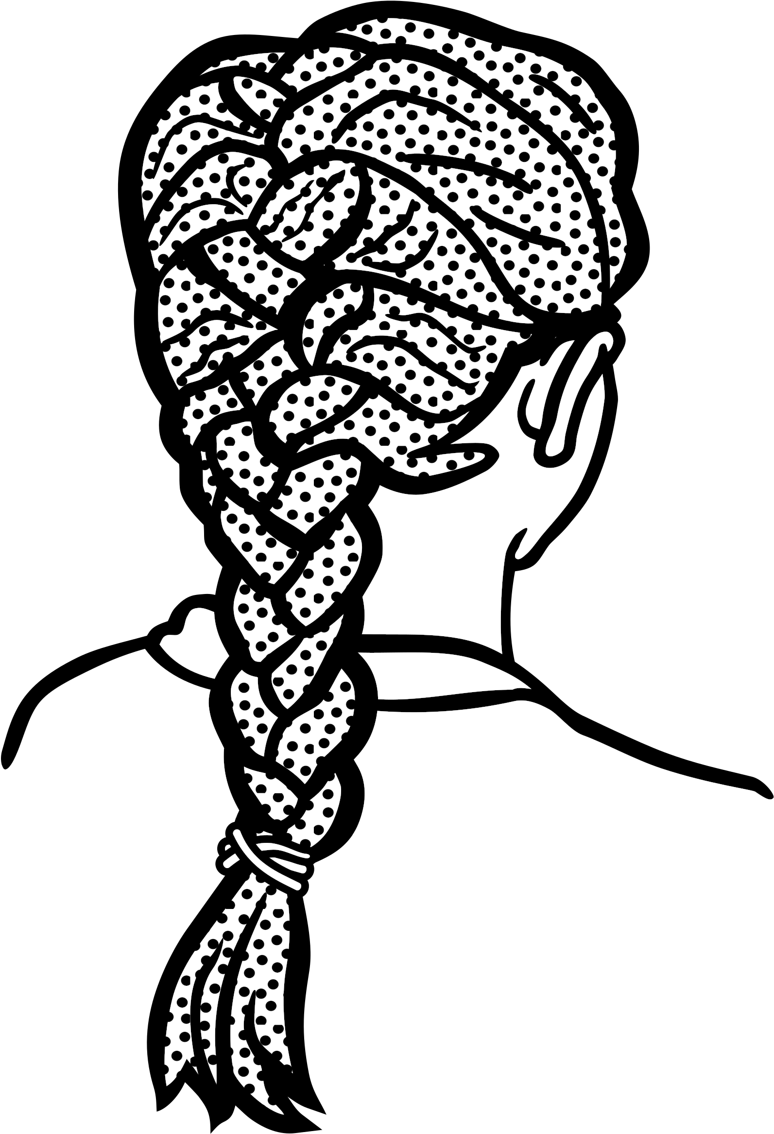 Plat Drawing French Braid Pigtail - Braid Clipart Black And White (2400x2400), Png Download