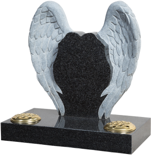Angel Wings Headstone - Gravestone With Angel Wings (354x354), Png Download