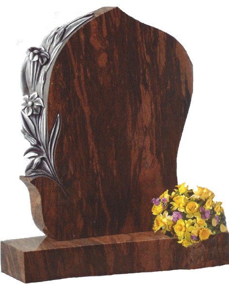 Tear Drop Shape Headstone With Hard Carved Lilies To - Retford Memorials (501x625), Png Download