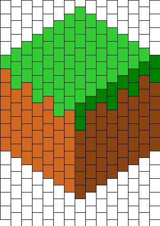 Minecraft Grass Block Peyote Bead Pattern - Kandi Heart Mask Pattern (315x445), Png Download