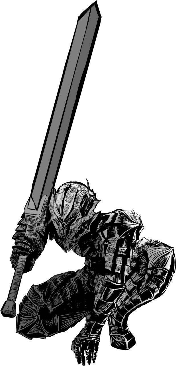 Guts Without Cape By Clipart Free Stock - Guts Berserk (617x1293), Png Download