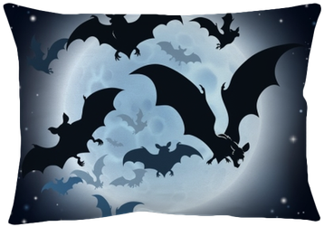 Bats And Full Moon Halloween Background Throw Pillow - Vampire Fullmoon Hd (400x400), Png Download