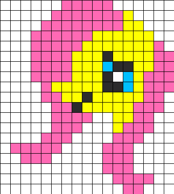 Fluttershy Perler Bead Pattern / Bead Sprite - Fluttershy Perler Bead Pattern (357x399), Png Download