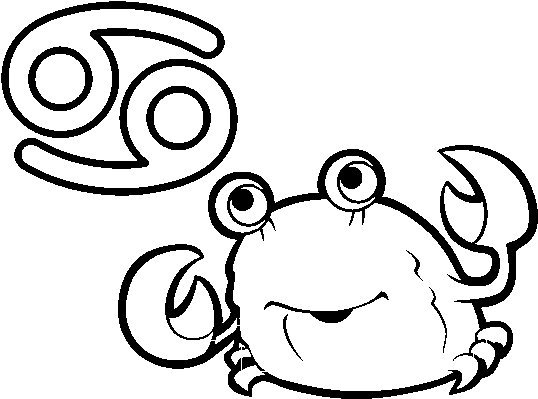 Cancer Horoscope Coloring Page - Cancer (600x470), Png Download