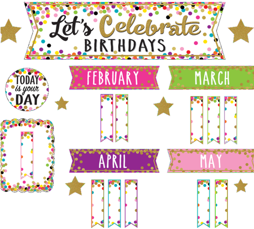 Confetti Lets Celebrate Birthdays - Confetti Bulletin Board Set (500x500), Png Download