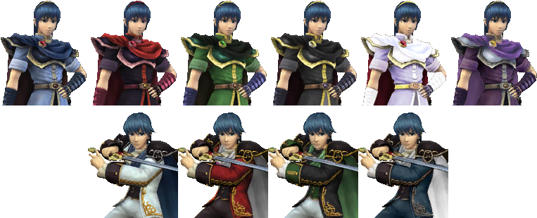 Marth's Alternate Costumes In Pm - Project M Marth Skins (768x320), Png Download