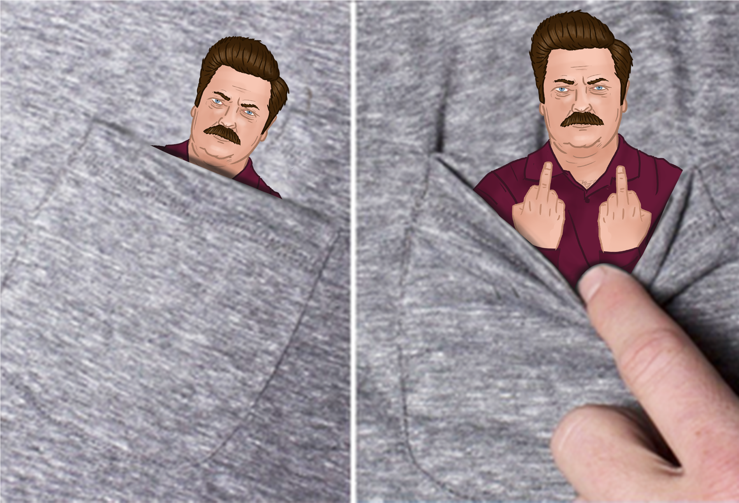Ron Swanson Pocket T-shirt - Ron Swanson Pocket Shirt (2400x3300), Png Download