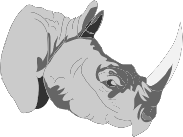 Silver Rhino Clip Art - One Horn Rhino Clipart (600x456), Png Download