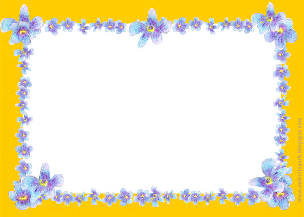Blue Floral Border Free Image Png Png Yellow Blue Border - Blue Blue And Yellow Flower Frame Png (1024x730), Png Download