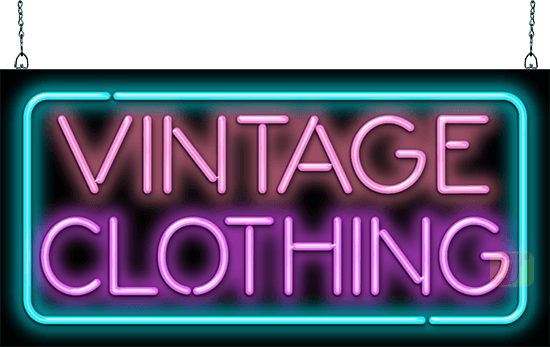 Vintage Clothing With Border Neon Sign - Neon Sign (550x347), Png Download