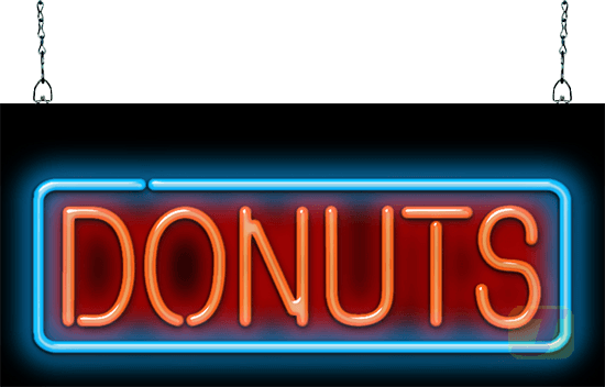 Donuts With Border Neon Sign - Music (550x352), Png Download