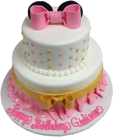 Tiered Minnie Mouse Bow Cake - Birthday Cake Disney Transparent (500x500), Png Download