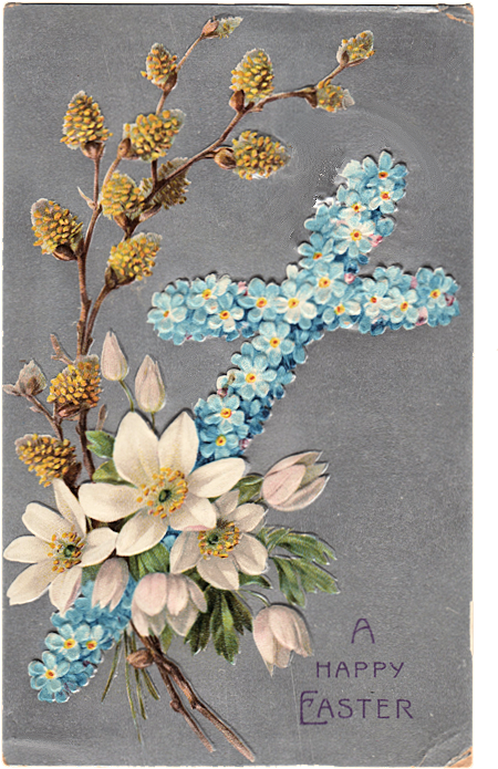 Vintage Clip Art - Vintage Easter Postcards Cross (485x790), Png Download