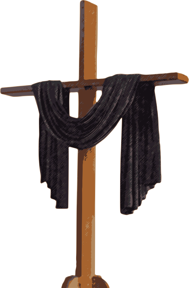 Black Drapped Cross - Christian Cross With Cloth (661x1006), Png Download