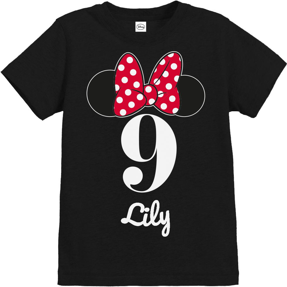 Official Girls Disney Minnie Mouse Bow & Ears Personalised - Personalised Disney T Shirts (1000x1000), Png Download