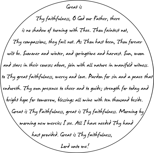 Btfcgreat Is Thy Faithfulness 531×525 Pixels - Circle (531x525), Png Download