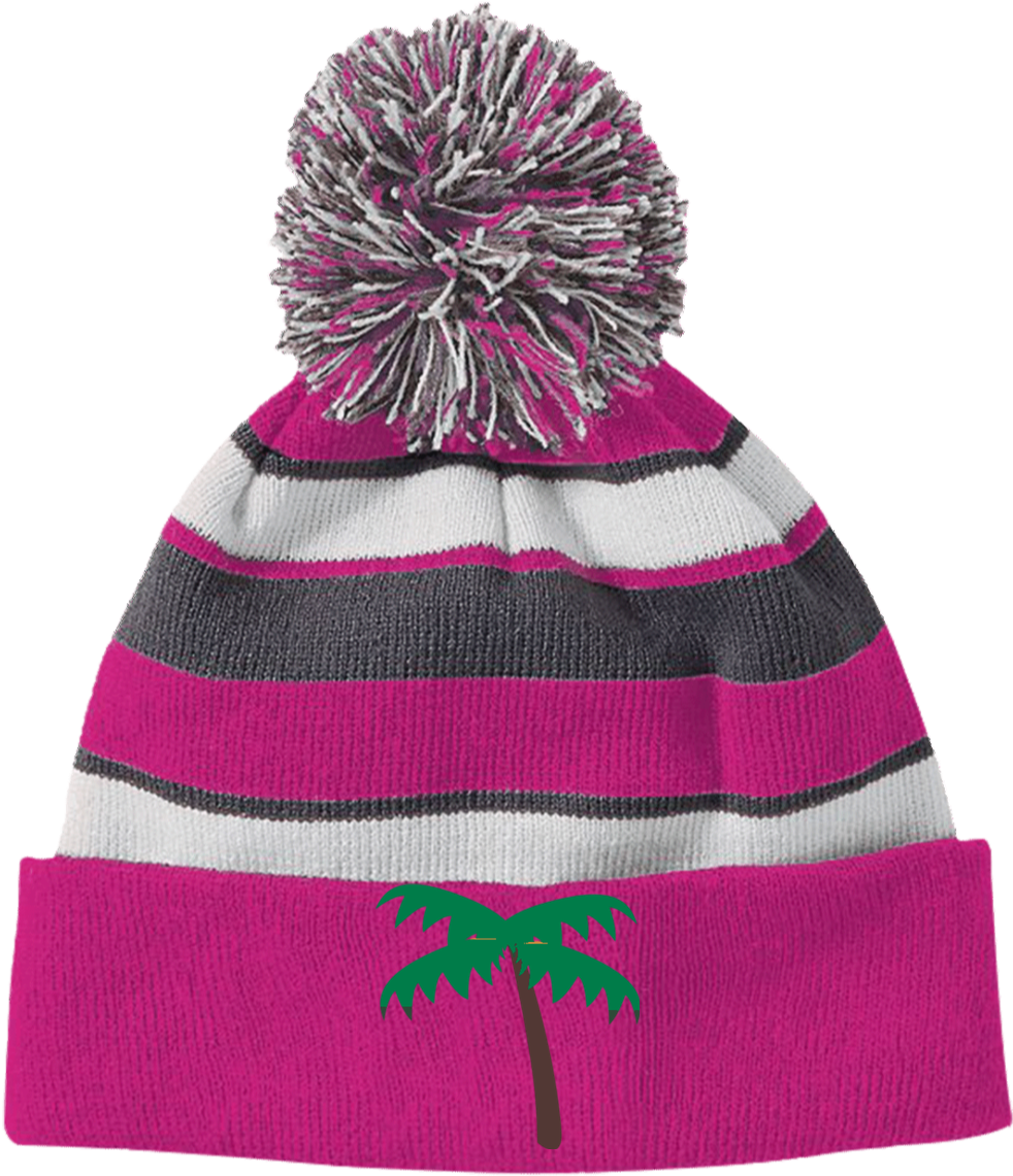 Palm Tree Emoji 223835 Holloway Striped Beanie With - Hey Batter Batter - White Letter - Pom Pom Beanies (1155x1155), Png Download