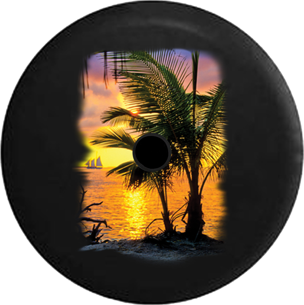 Jeep Wrangler Jl Backup Camera Palm Trees Ocean Front - Circle (1024x1026), Png Download