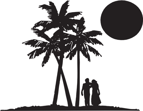 Palm Trees And Couple - Palm Trees Couple Silhouette (500x500), Png Download