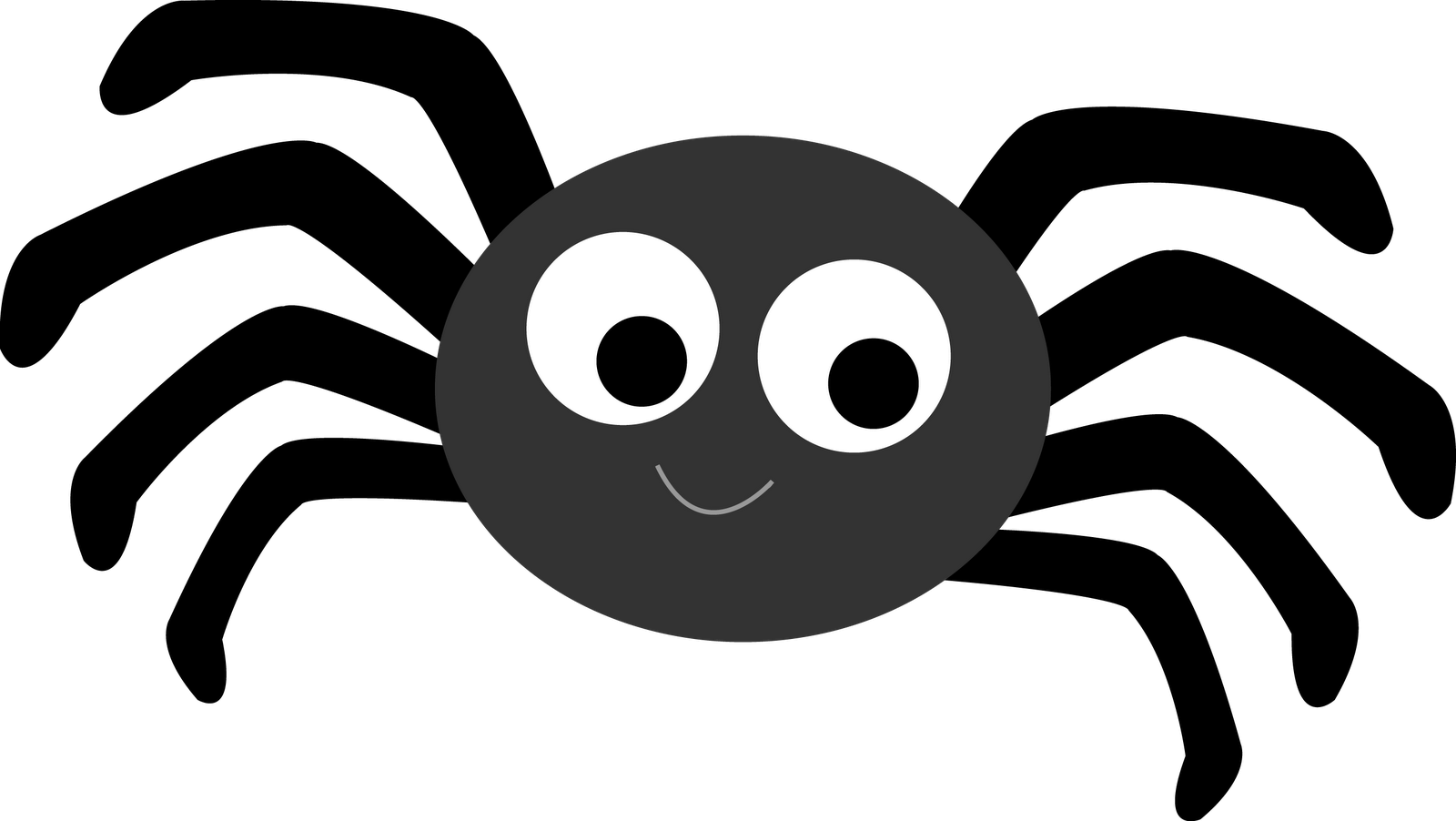 Spider Clipart Black And White - Incy Wincy Spider Cartoon (1600x902), Png Download
