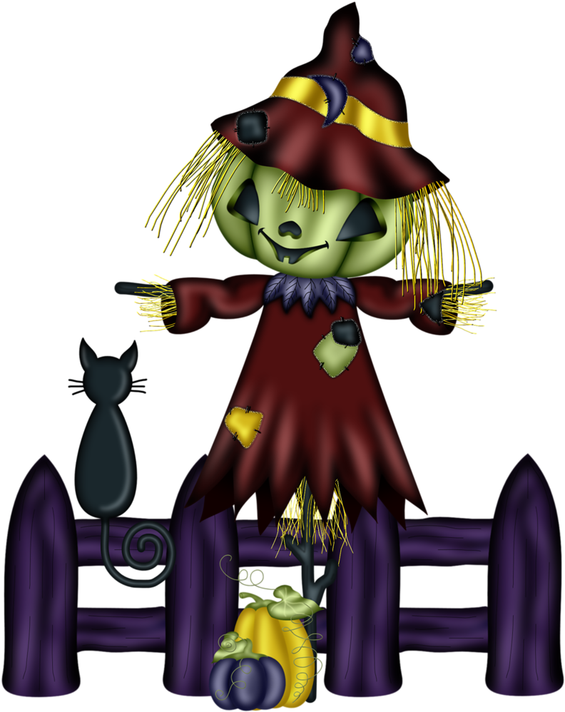 Cute Halloween Scarecrow - Halloween (833x1024), Png Download