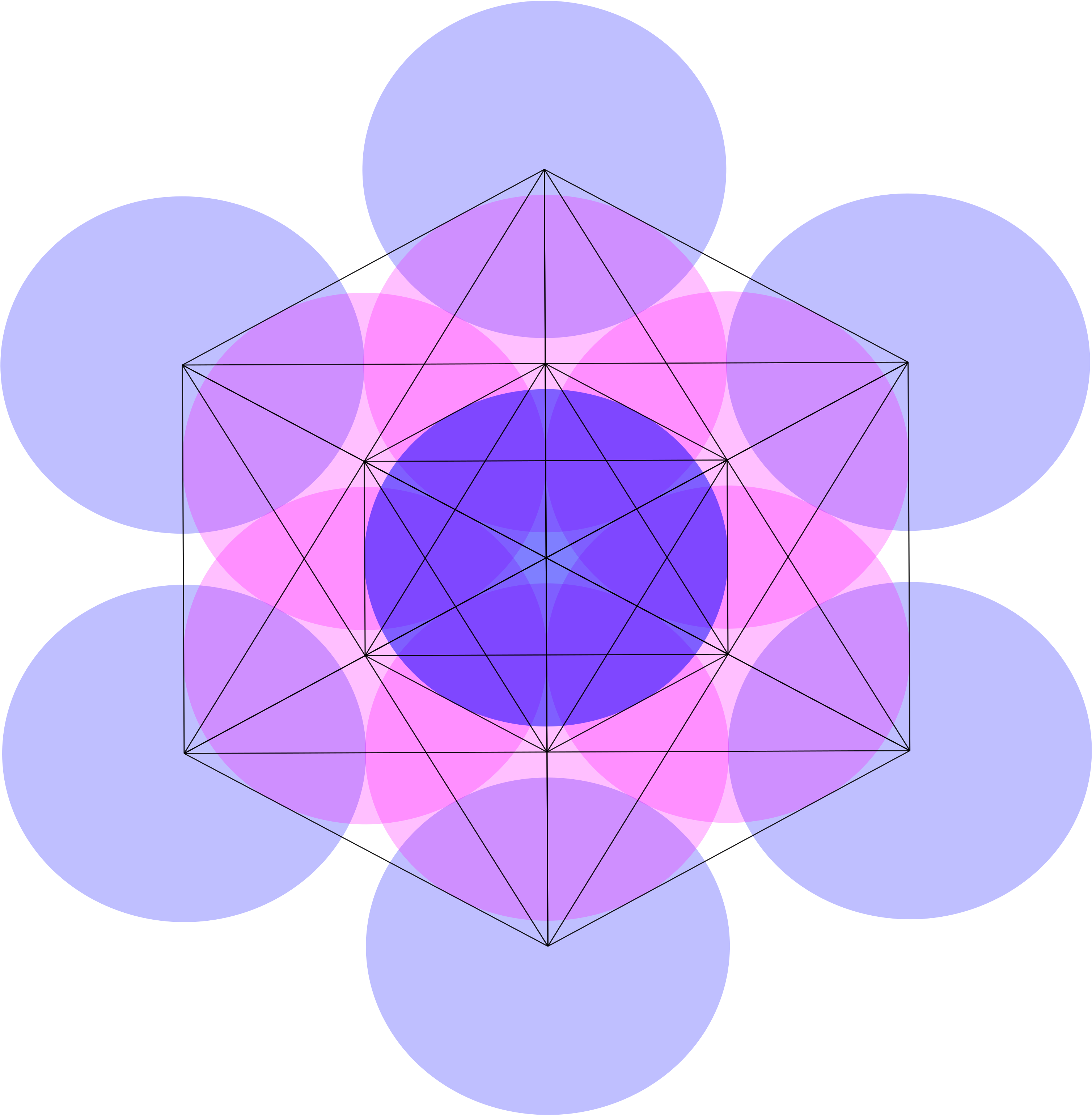 Metatron Cube Overlapping Circles2 - Circle (3200x3200), Png Download