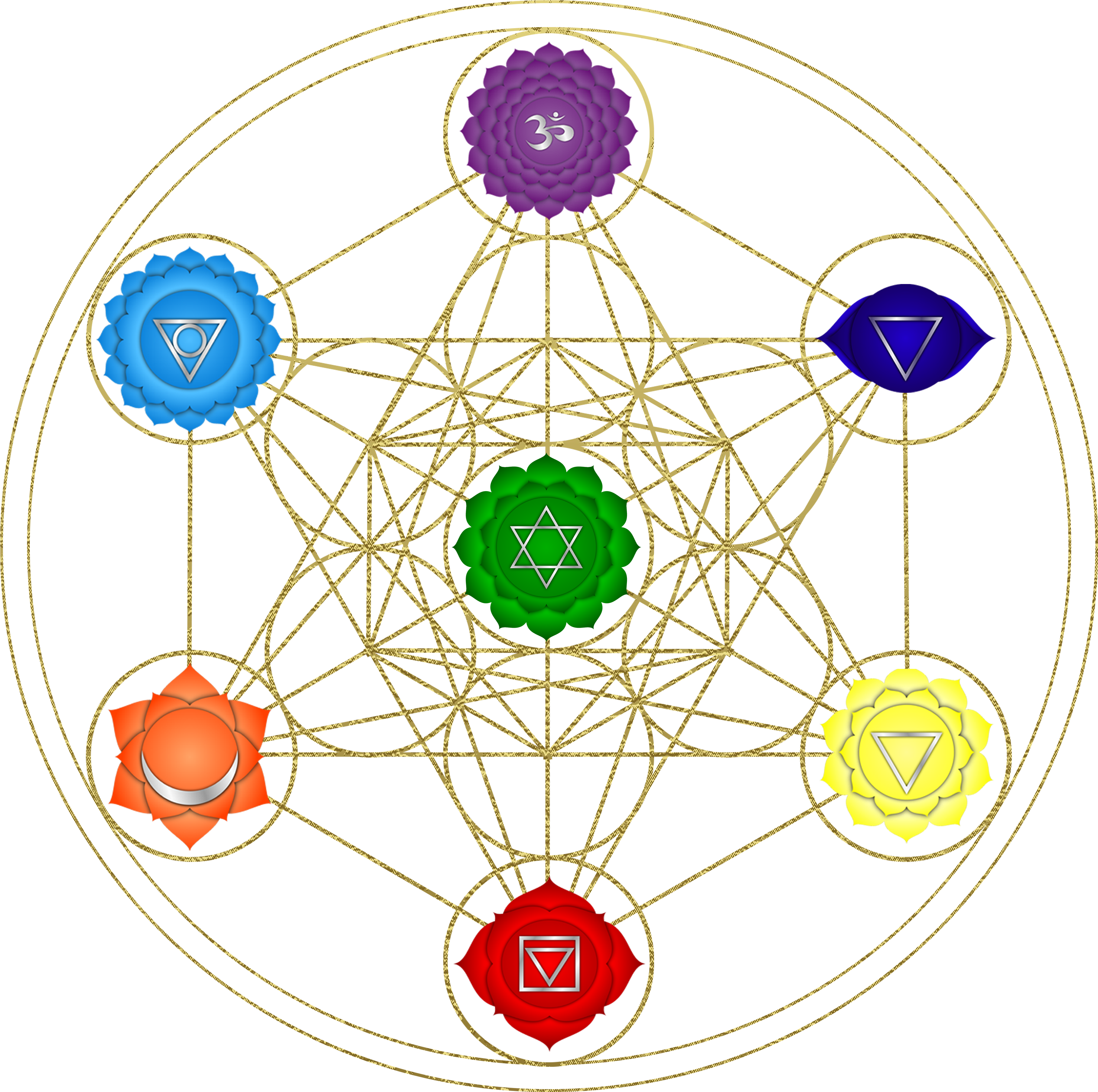 Metatron`s Cube Holding The Seven Main Chakras - Metatron's Cube (4500x5400), Png Download