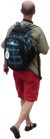 A Cutout Photo Of A Bald Man With A Green Backpack - Human (450x450), Png Download