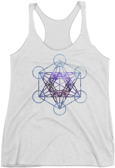 Mens White Metatrons Cube Printed T Shirt (600x600), Png Download