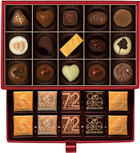 Chocolate Luxury Gift Box Red 30pcs - Godiva Chocolatier (350x350), Png Download