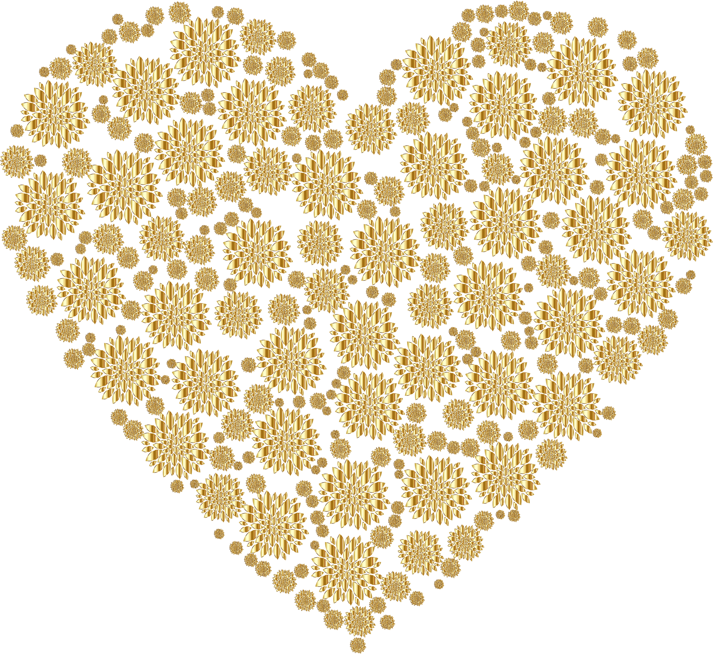 Gold Petals Heart Vector Free Library - Gold Hearts Png Transparent (2348x2154), Png Download