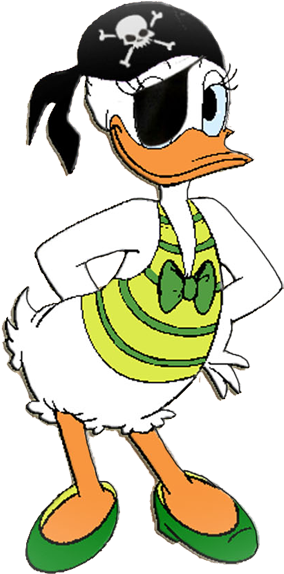 Green Pirate Out Fit And Eye Patch Daisy Duck Pirate - Daisy Duck Pirate Clipart (300x598), Png Download