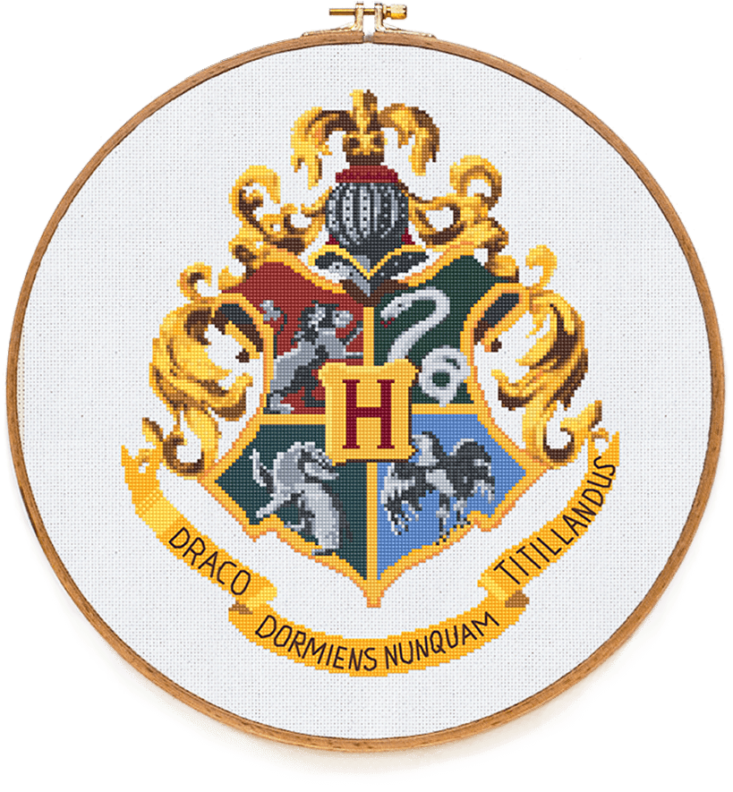 Hogwarts - Harry Potter Crest Cross Stitch (900x900), Png Download
