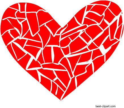 Broken Heart Or Mosaic Heart Clipart Free - Booth Props Valentines Printable (450x450), Png Download