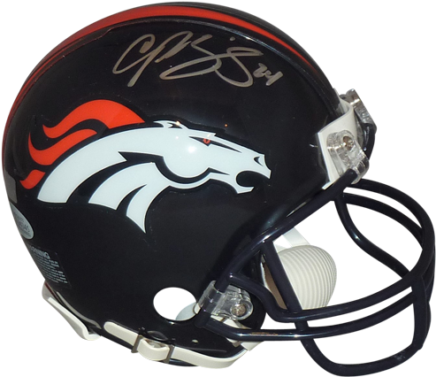 Champ Bailey Autographed Denver Broncos Mini Helmet - Emanuel Sanders Autographed/signed Denver Broncos Mini (500x500), Png Download