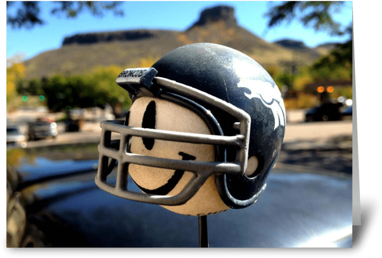 Denver Broncos Antenna Ball Greeting Card - Football Helmet (848x698), Png Download