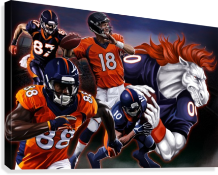 Broncos Football Canvas Print - Printing (429x344), Png Download