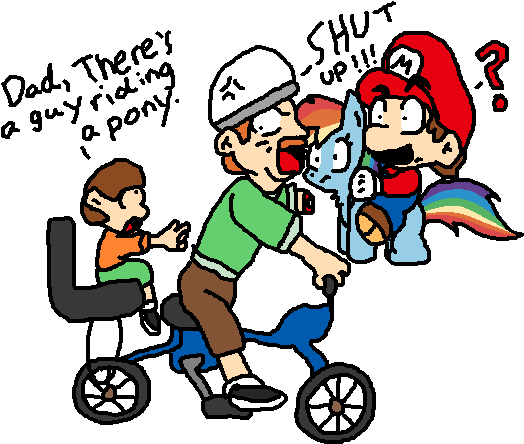 Icepony64, Bicycle, Crossover, Dialogue, Happy Wheels, - Mario Meets Mlp (554x464), Png Download