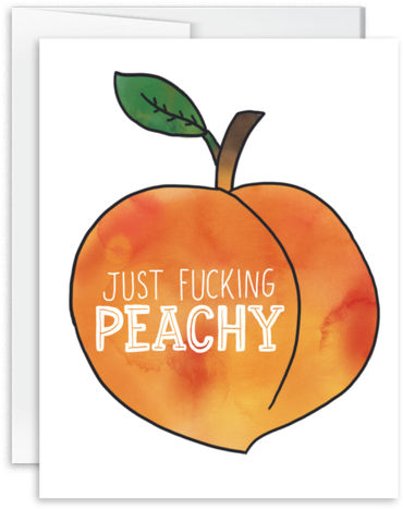 Just Fucking Peachy Watercolor Peach Greeting Card - Watercolor Painting (600x600), Png Download
