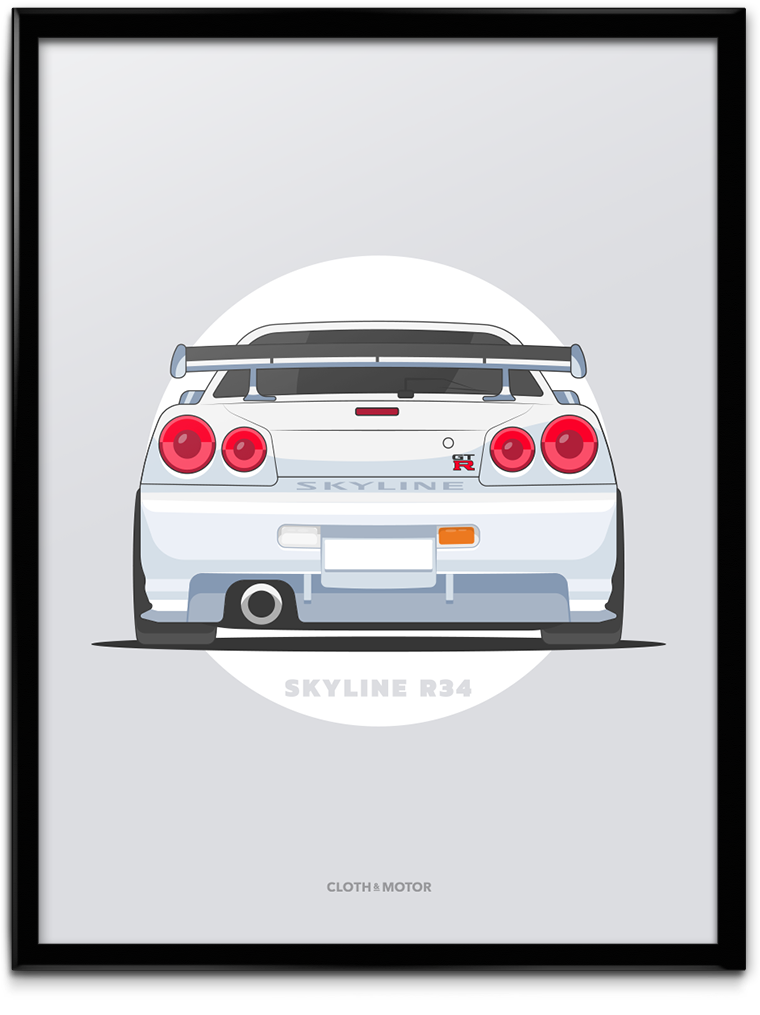 Skyline R - Nissan Gtr R34 Cartoon (839x1118), Png Download