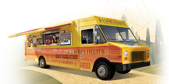 Pj's Wing Truck, We'll Bring The Party To You - Commercial Vehicle (702x343), Png Download