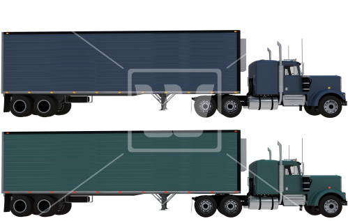 Semi Truck Side View (550x366), Png Download