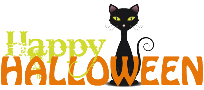 Free Halloween Clip Art, Halloween Clipart Free, Halloween - Happy Halloween With Cat (700x309), Png Download