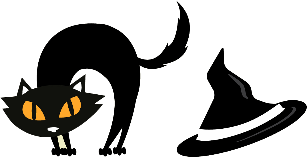 Halloween Gato Negro Vector (1166x628), Png Download